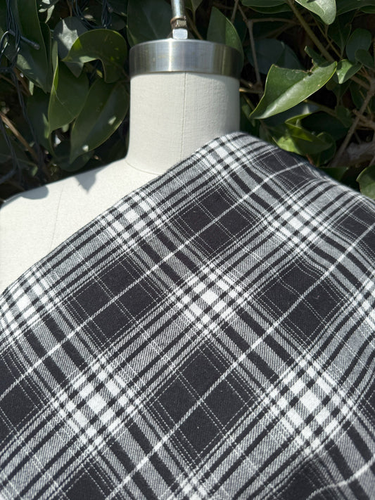 Black White Gray Plaid Cotton Flannel "Grayscale plaid"