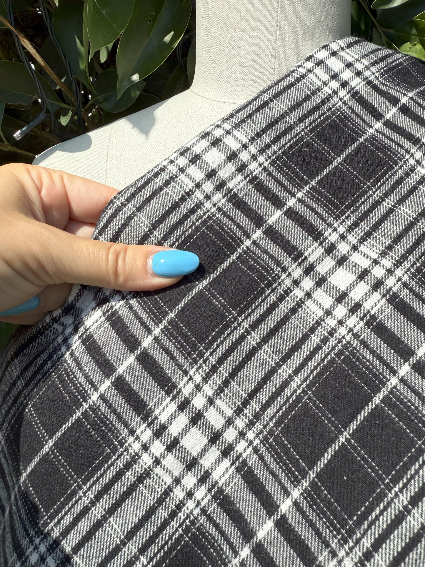 Black White Gray Plaid Cotton Flannel "Grayscale plaid"