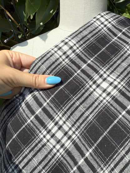 Black White Gray Plaid Cotton Flannel "Grayscale plaid"