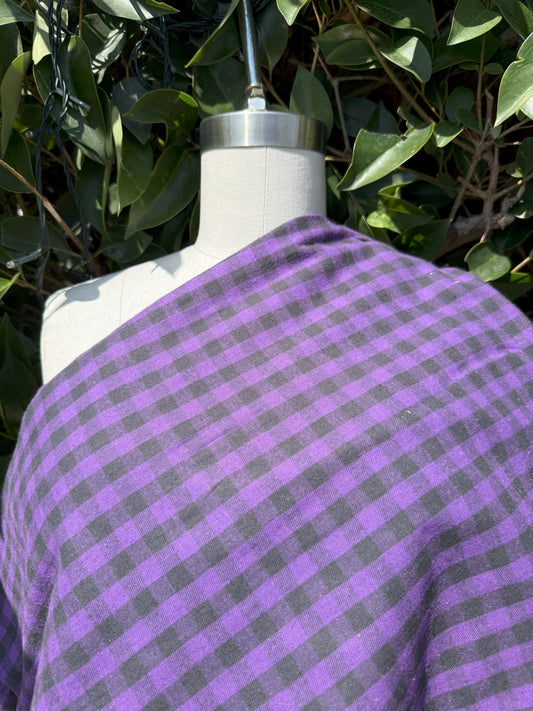 Purple Black Plaid Cotton Flannel Woven "Michelle's Plaid"