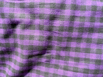 Purple Black Plaid Cotton Flannel Woven "Michelle's Plaid"