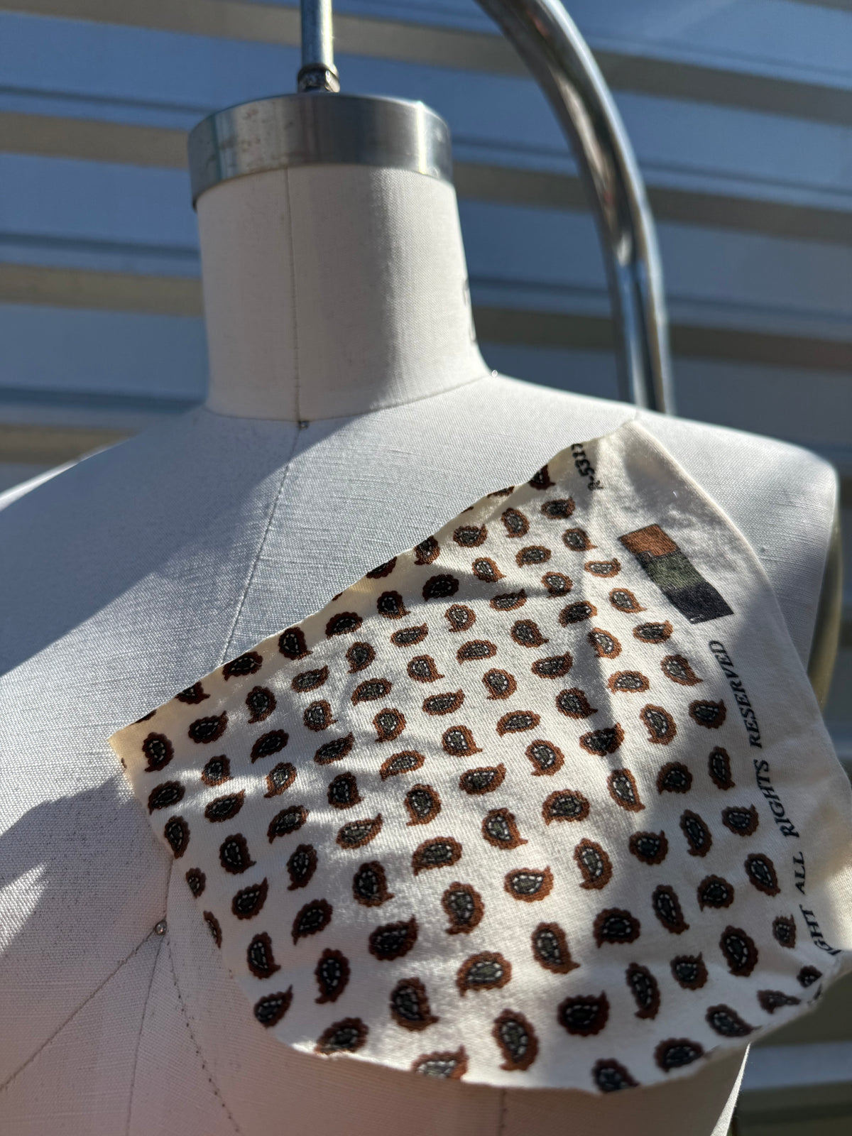Cream Brown Paisley Cotton Spandex Jersey Knit "Mesa"