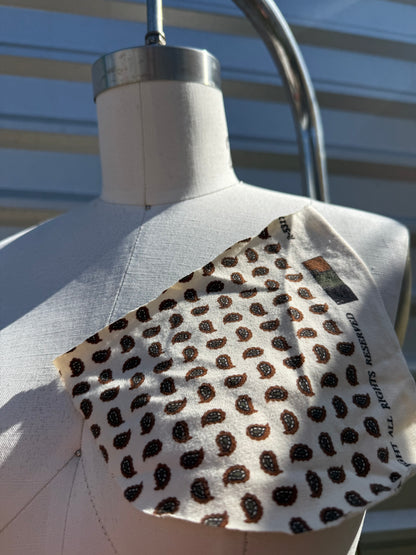 Cream Brown Paisley Cotton Spandex Jersey Knit "Mesa"