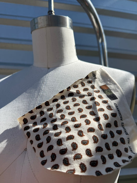 Cream Brown Paisley Cotton Spandex Jersey Knit "Mesa"