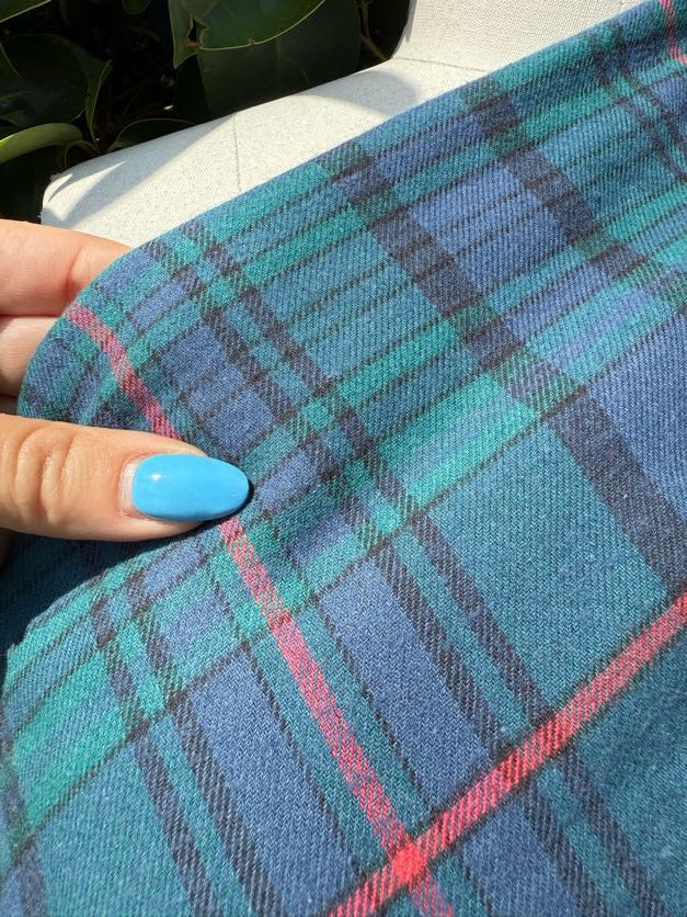 Blue Green Black Red Plaid  Cotton Flannel "To A "T""