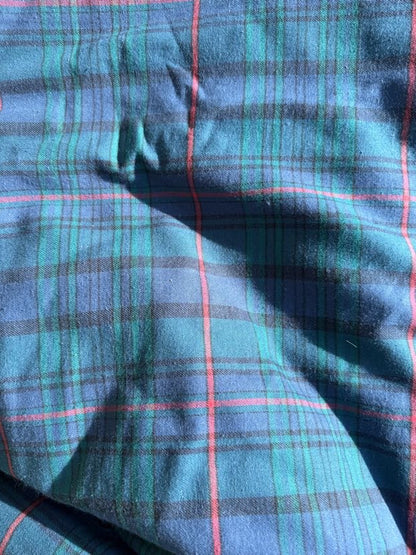 Blue Green Black Red Plaid  Cotton Flannel "To A "T""