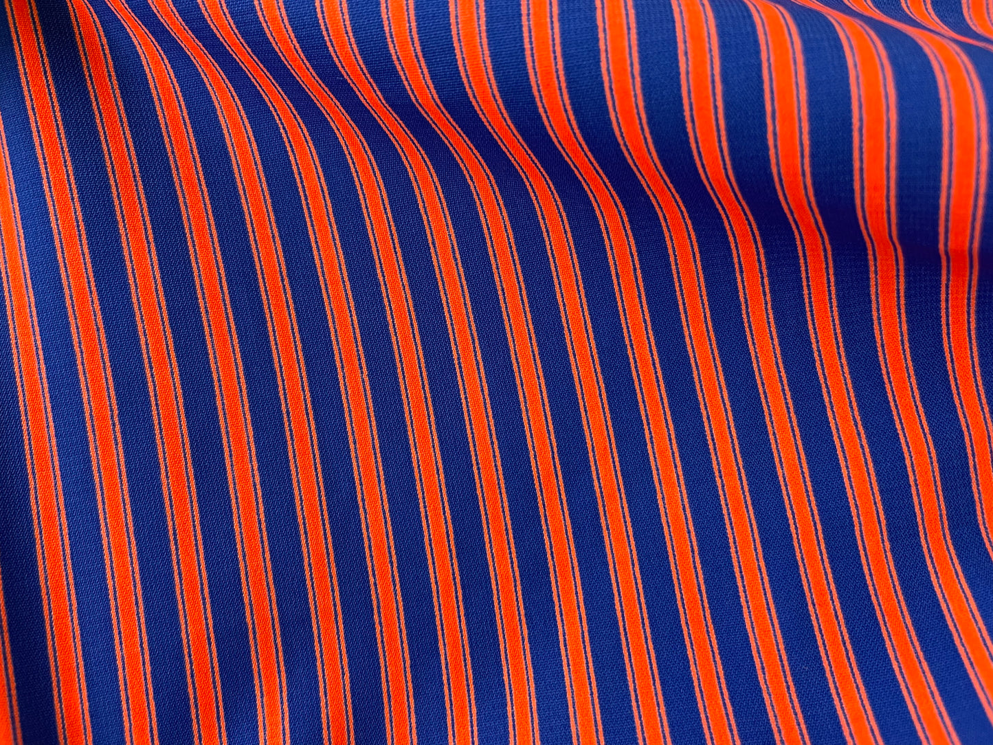 Blue Neon Orange Stripe Polyester Woven "Dad's Summer Fit"
