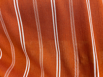 Orange White Stripe Boho Print Soft Rayon Crepe "Apricot Addict"