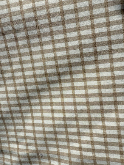 Cream Tan Crossstripe Plaid Rayon Polyester Gabardine Woven "Toasty"