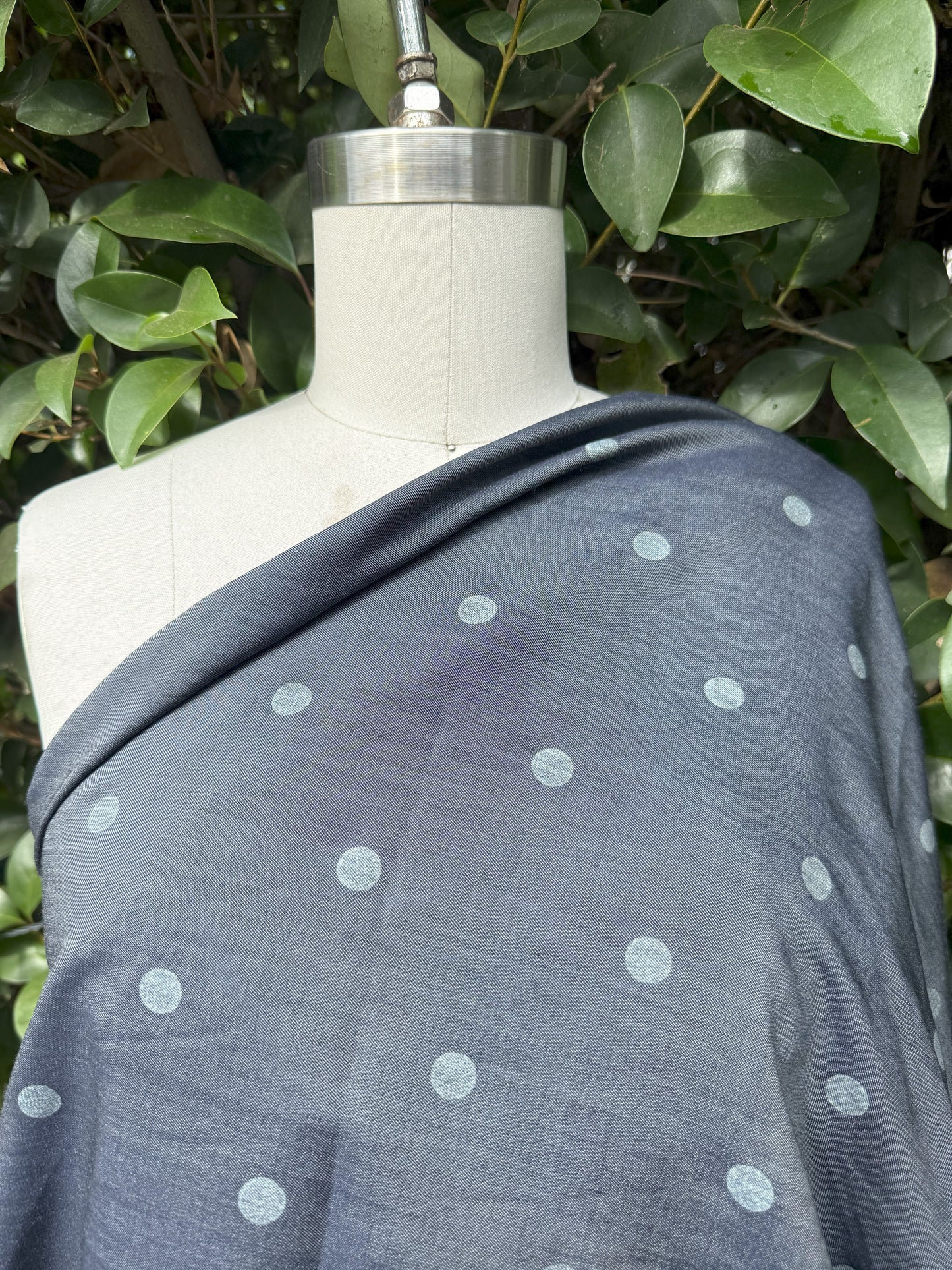 Jean Blue White Dot Chambray Tencel Woven "Dotted Jeans"