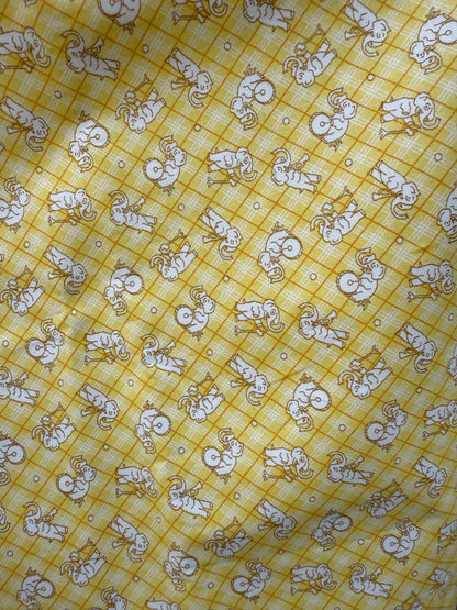 Yellow Elephant Band Print Quilt Cotton Poplin “Loud Trunks”