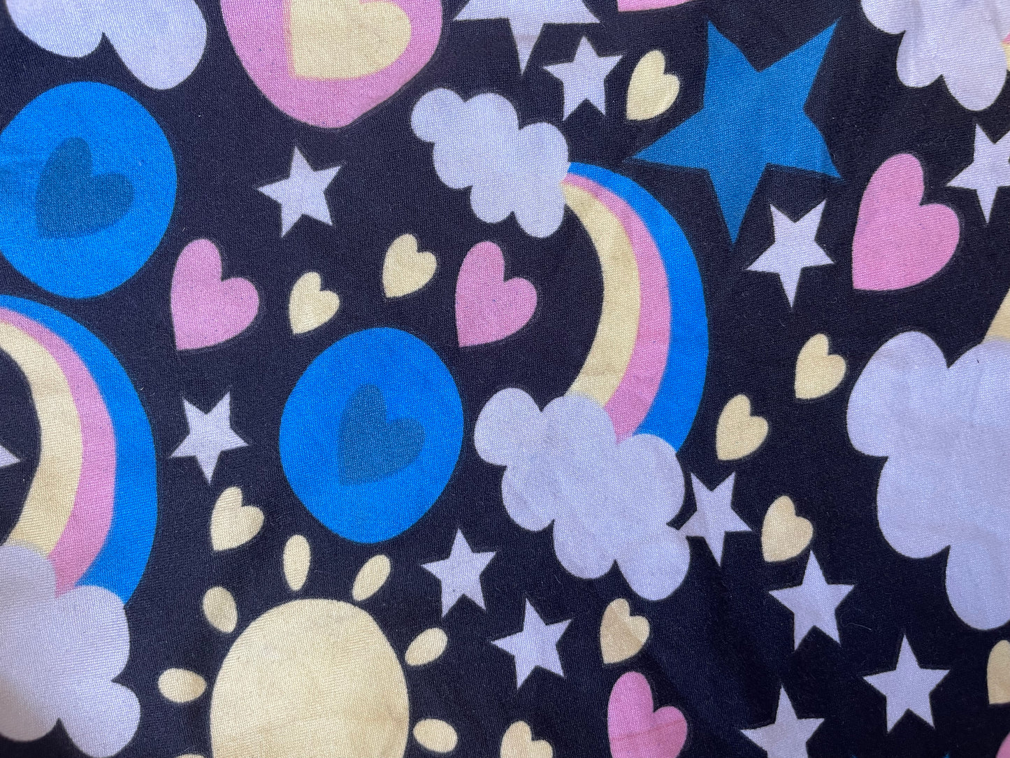 Black Yellow Pink Blue Rainbow Star Retro Print Polyester Spandex DTY Jersey "Never Snoozing"