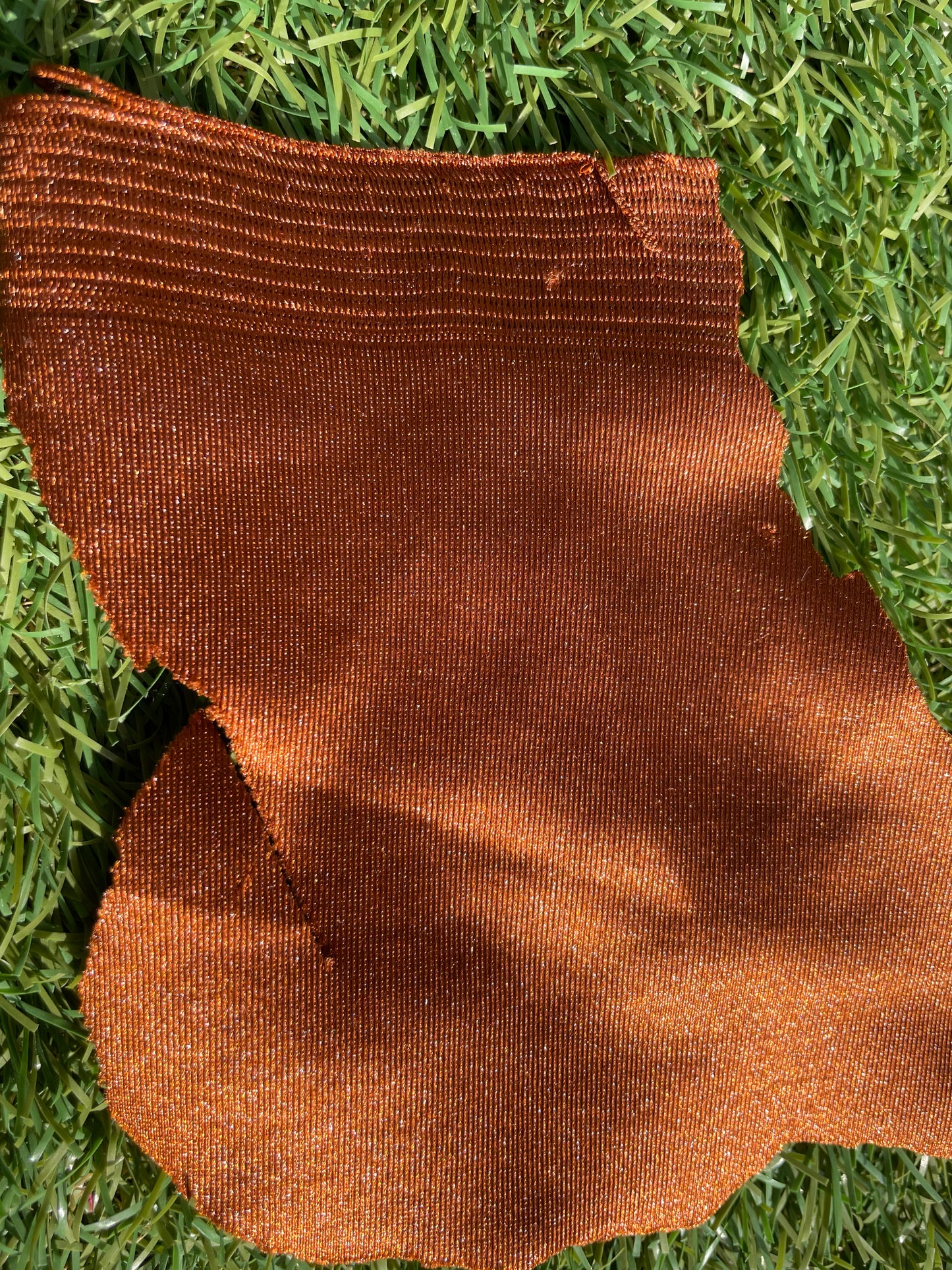 Rust Brown Solid Shiny Nylon Spandex Casino  4-way stretch Knit "Toasted Carmel"