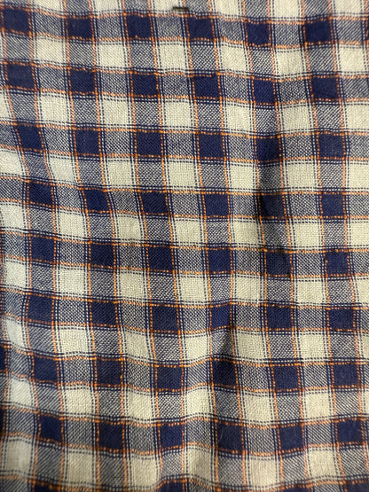Blue White Orange Ditsy Gingham Sheer Cotton Voile  "Potato Farm"
