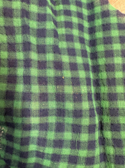 Green Blue Ditsy Gingham Plaid Sheer Cotton Voile "Spinach Farm"