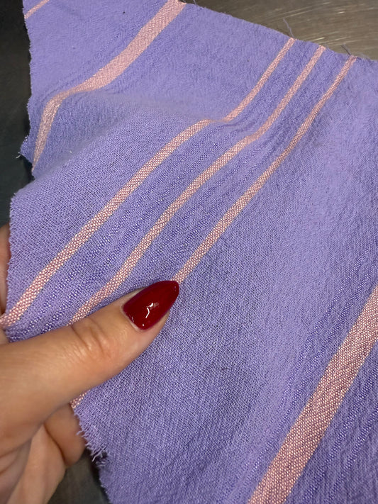 Purple Pink Thin Stripe Cotton Gauze Woven "Lucky Lavender "