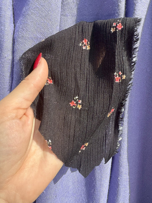 Black Red Yellow White Ditsy Floral Rayon Crepe Woven "Dark'n'Ditsy"