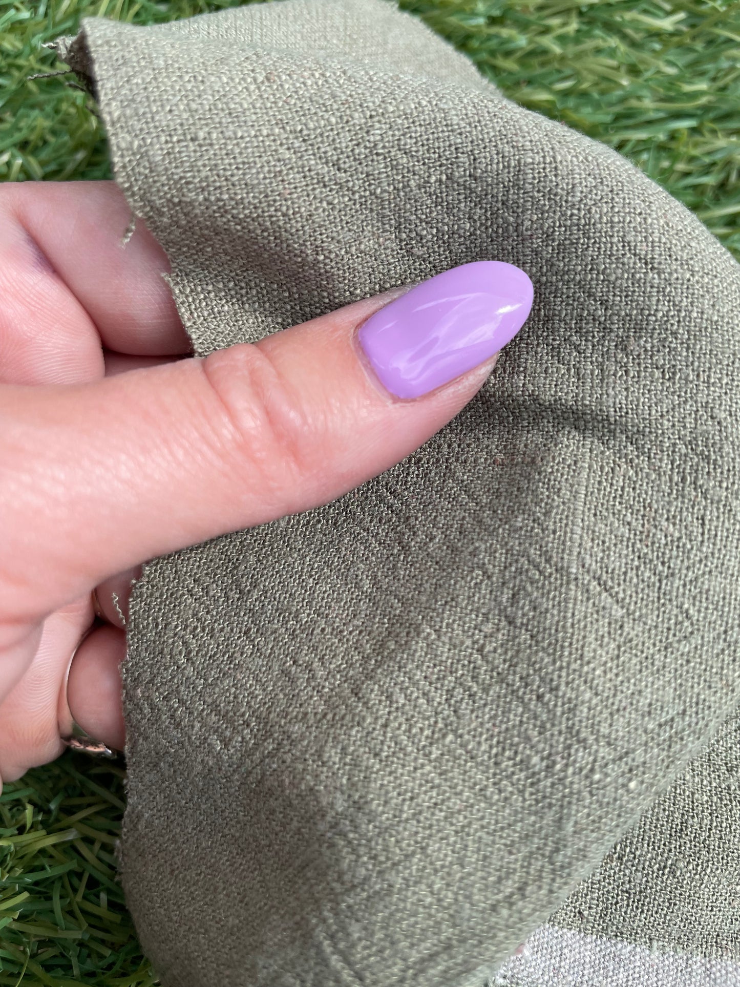 Olive Green Linen Rayon Blend Woven "Olive Farm"