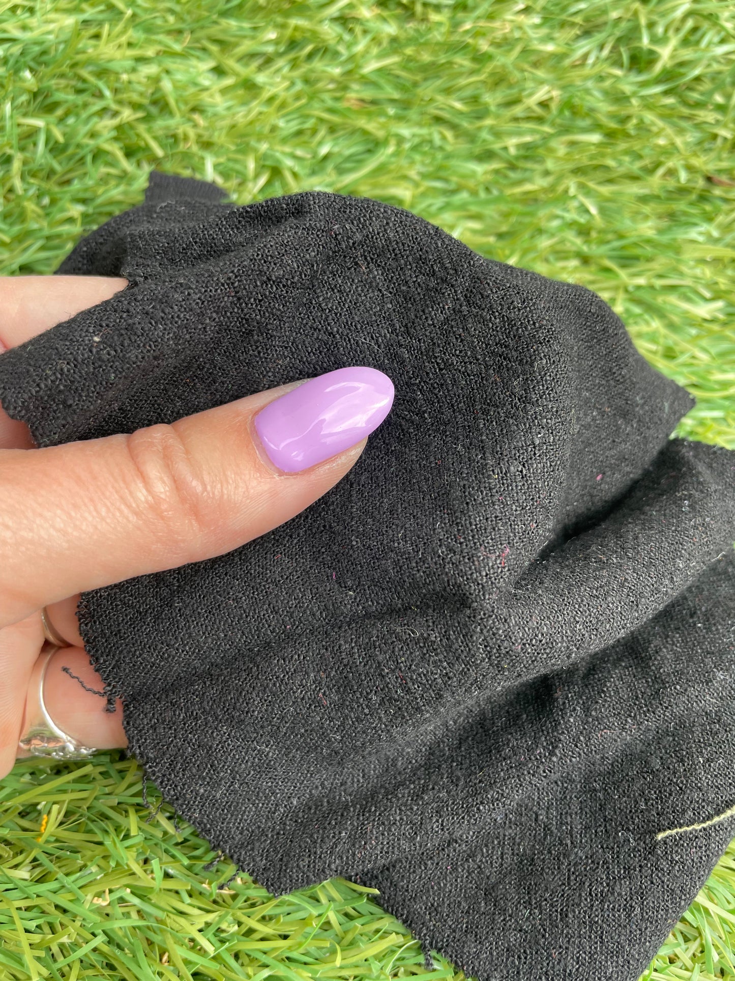 Black Linen Rayon Blend Woven "Night Beach"