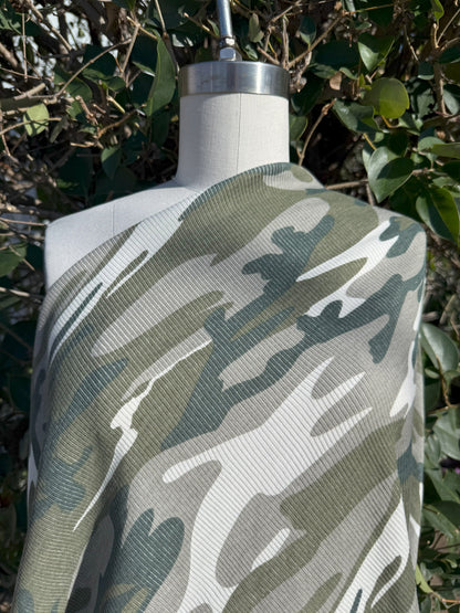 Green White Gray  Black Camo Cotton Rib Knit "GI Jessica"