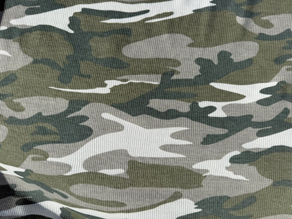 Green White Gray  Black Camo Cotton Rib Knit "GI Jessica"