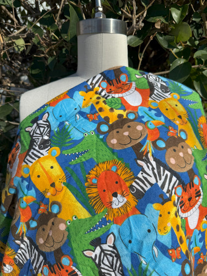 Multi Color Safari Animal Print Cotton Brushed Flannel "Wild Babies"