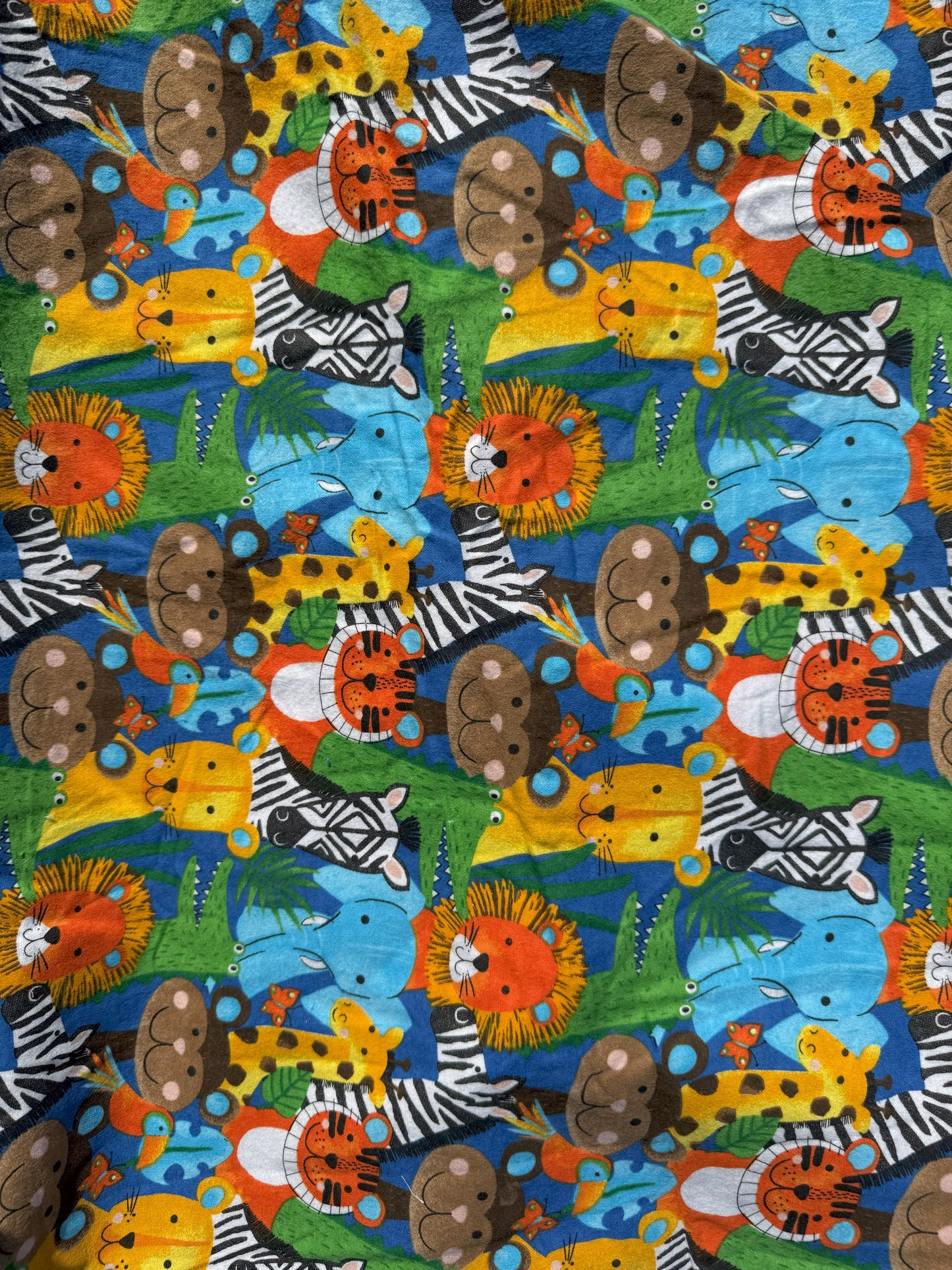 Multi Color Safari Animal Print Cotton Brushed Flannel "Wild Babies"