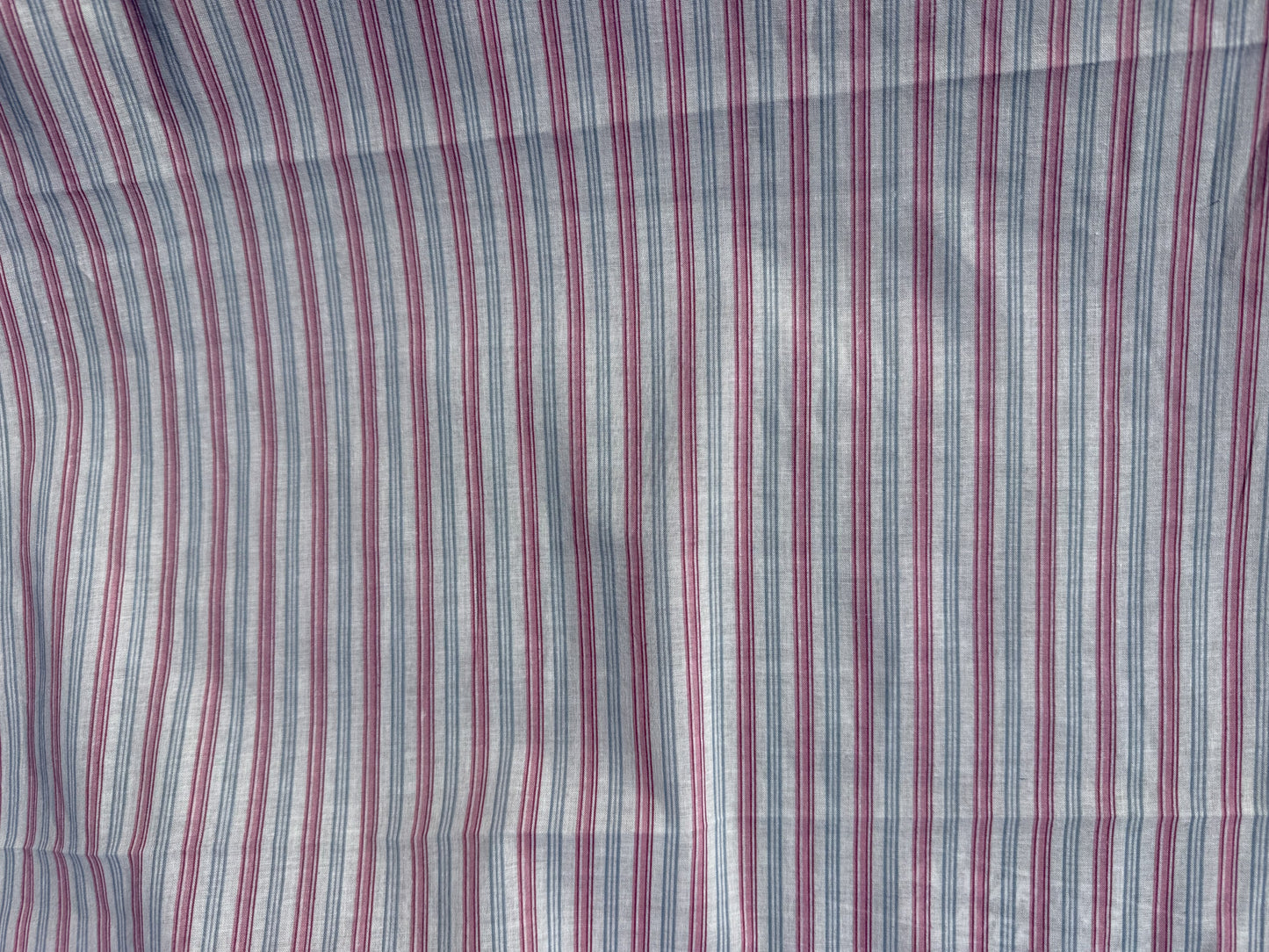Pink Blue White Thin Stripe Lightweight Sheer Vintage Cotton Voile "Ballet Rodeo"