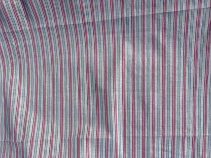 Pink Blue White Thin Stripe Lightweight Sheer Vintage Cotton Voile "Ballet Rodeo"