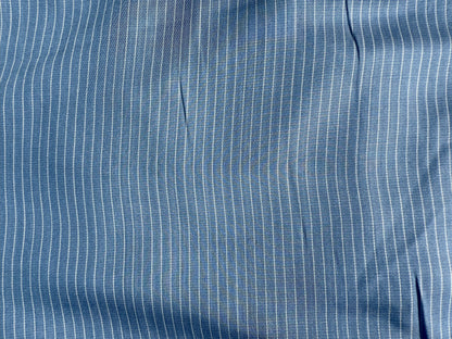 Blue White Stripe Pinstripe Rayon Challis Woven "Summer Porch Stripe"
