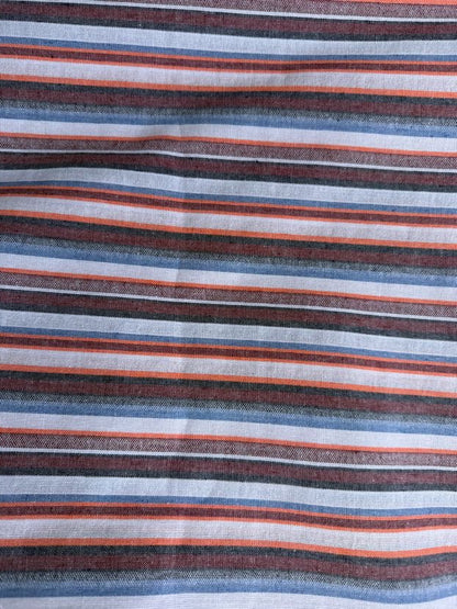 Orange Blue White Navy Maroon Stripe Cotton "Bertie's Home"