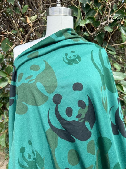 Aqua Tan Green Black Panda Bear Animal Print WWF inspired logo  "Earth's Wildlife"
