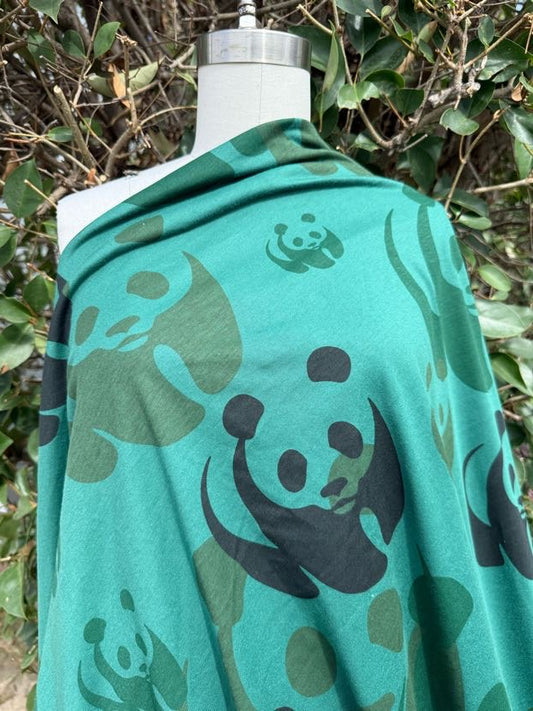 Aqua Tan Green Black Panda Bear Animal Print WWF inspired logo  "Earth's Wildlife"