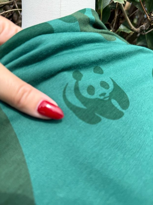 Aqua Tan Green Black Panda Bear Animal Print WWF inspired logo  "Earth's Wildlife"