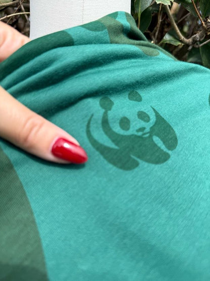 Aqua Tan Green Black Panda Bear Animal Print WWF inspired logo  "Earth's Wildlife"