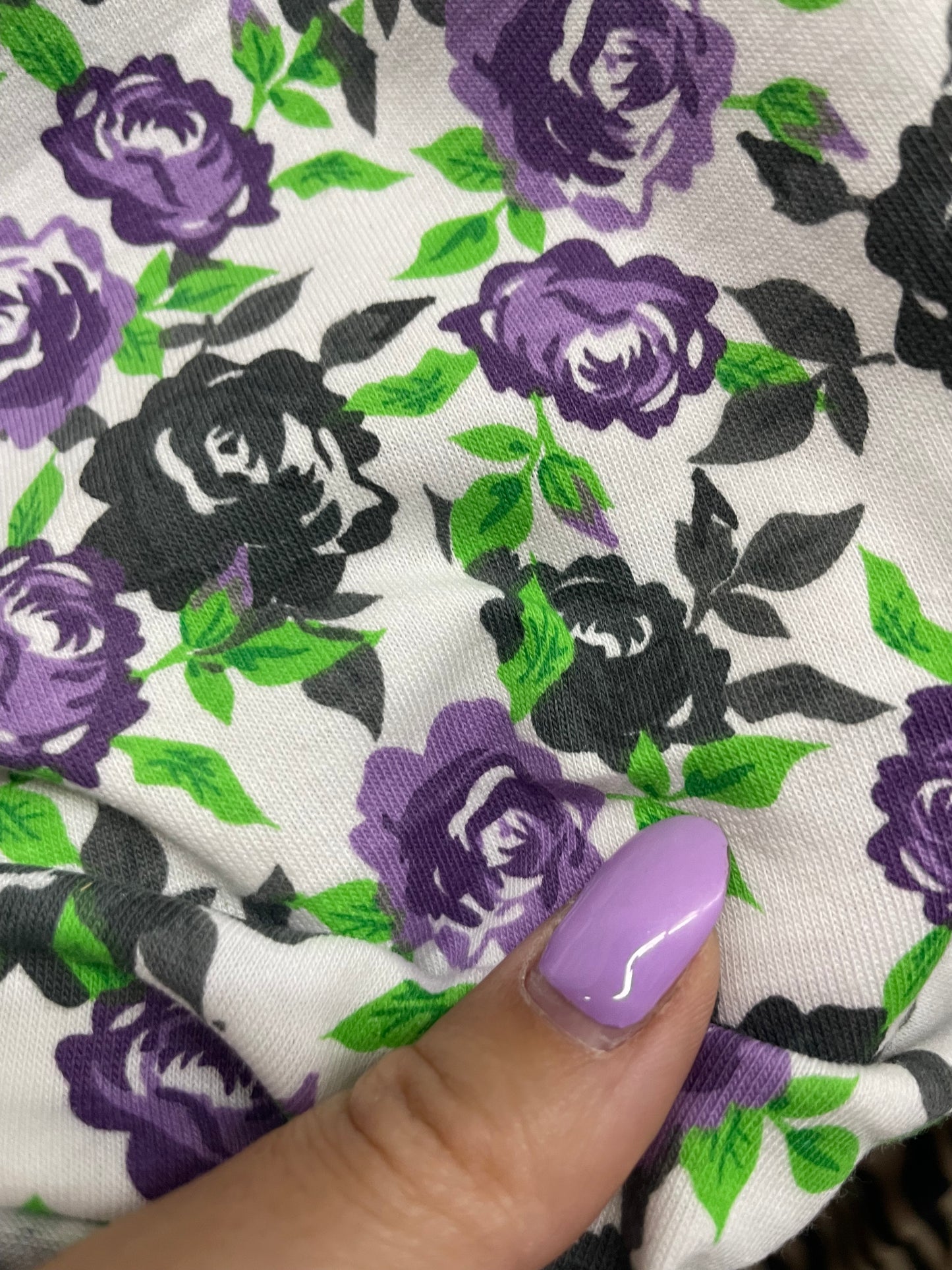 Purple White Green Ditsy Floral Cotton Vintage Jersey "Purple Garden"