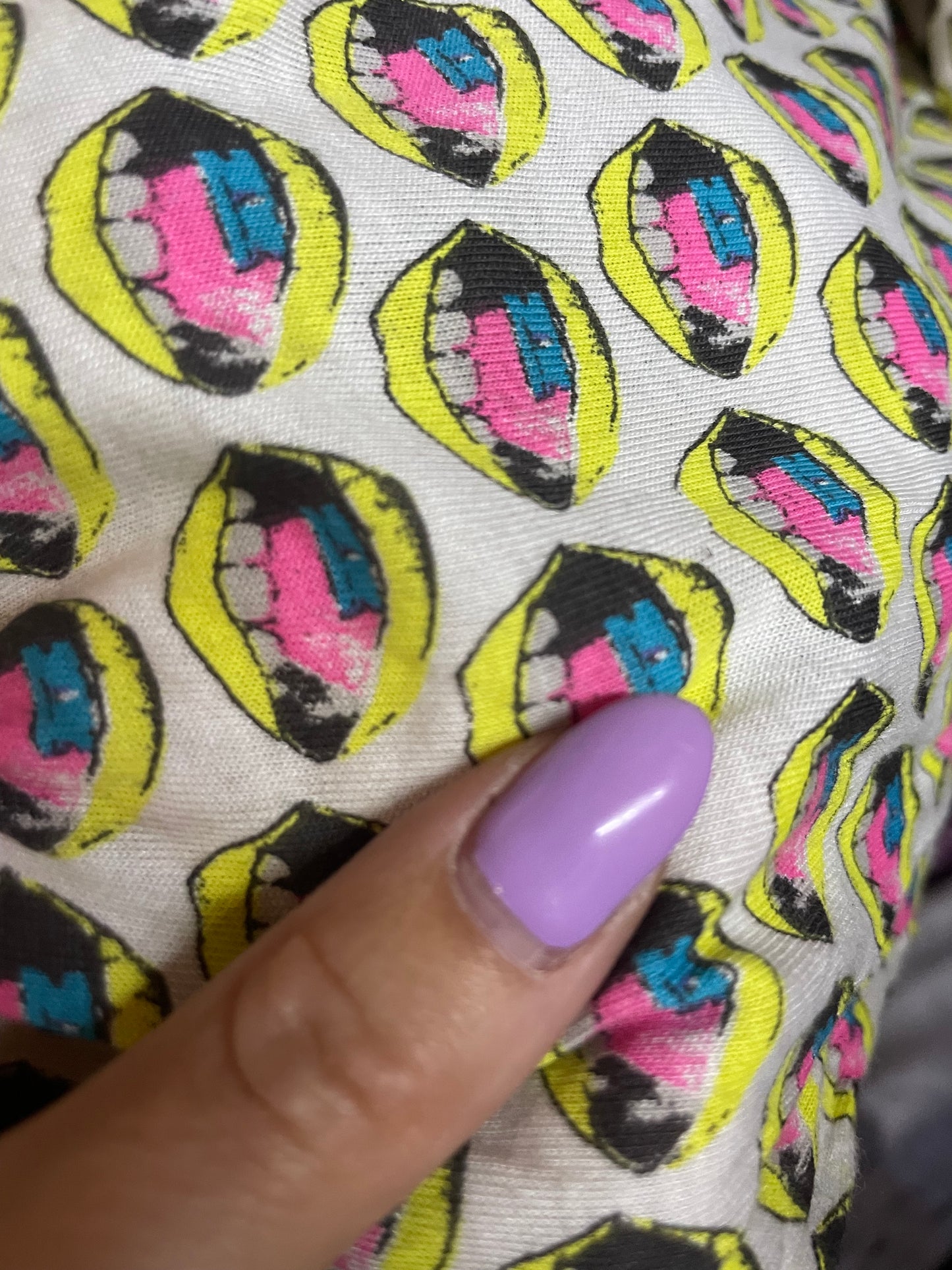 Neon Pink Yellow Blue Mouth Yelling Cotton Vintage Jersey "Something to be Mad About"