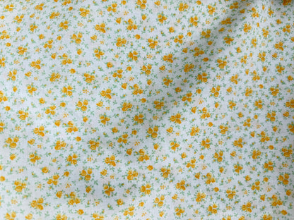 Yellow White Ditsy Rose Calico Floral Print Quilt Cotton "Hazel Dawn"