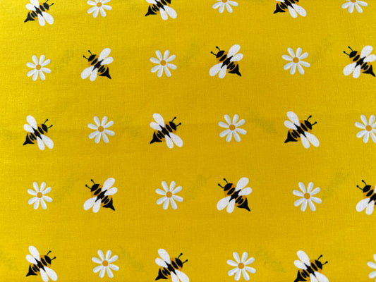 Yellow Bee Print Quilt Cotton "Sweet Honey"
