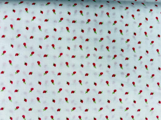Red White Ditsy Rose Calico Floral Print Quilt Cotton "Rosie"