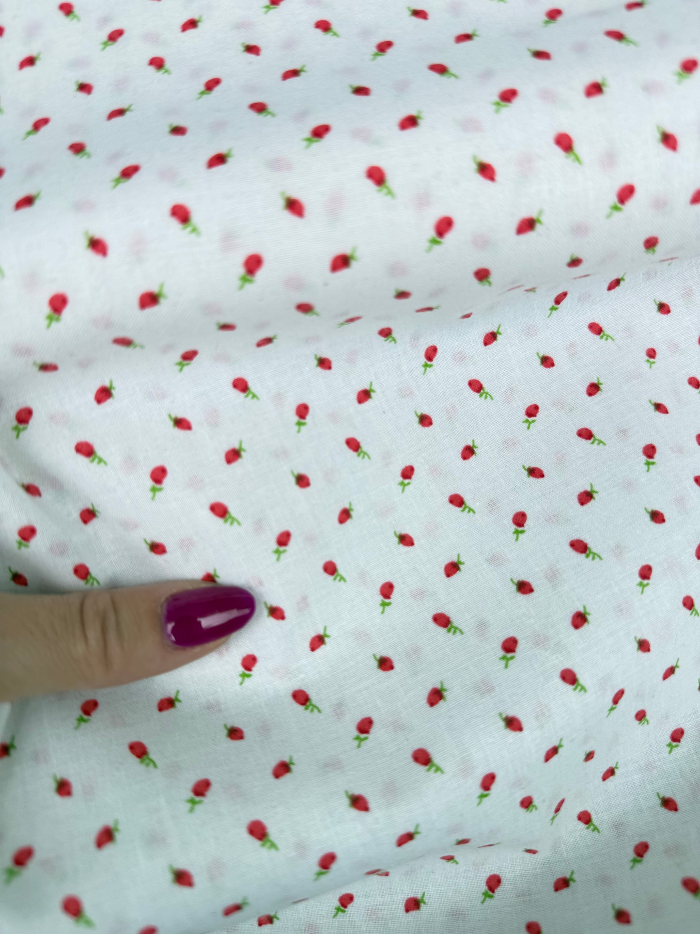 Red White Ditsy Rose Calico Floral Print Quilt Cotton "Rosie"