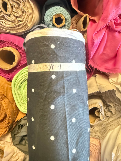 Dottie-Black White Polkadot Cotton Spandex Twill 11 Yards