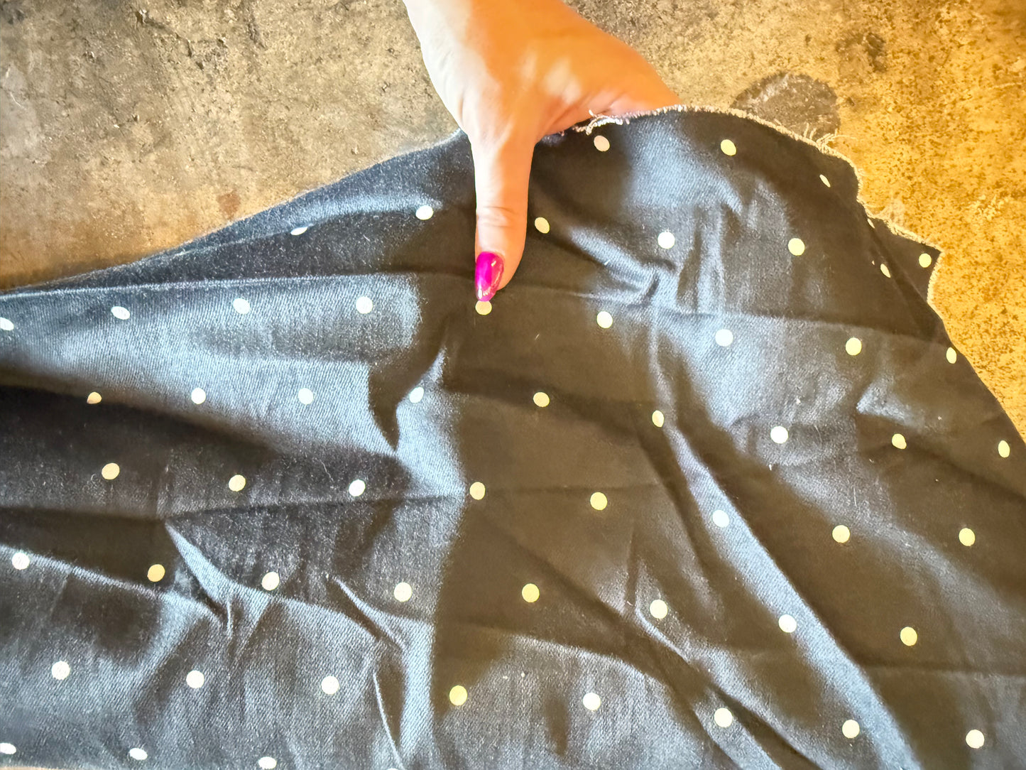 Dottie-Black White Polkadot Cotton Spandex Twill 11 Yards
