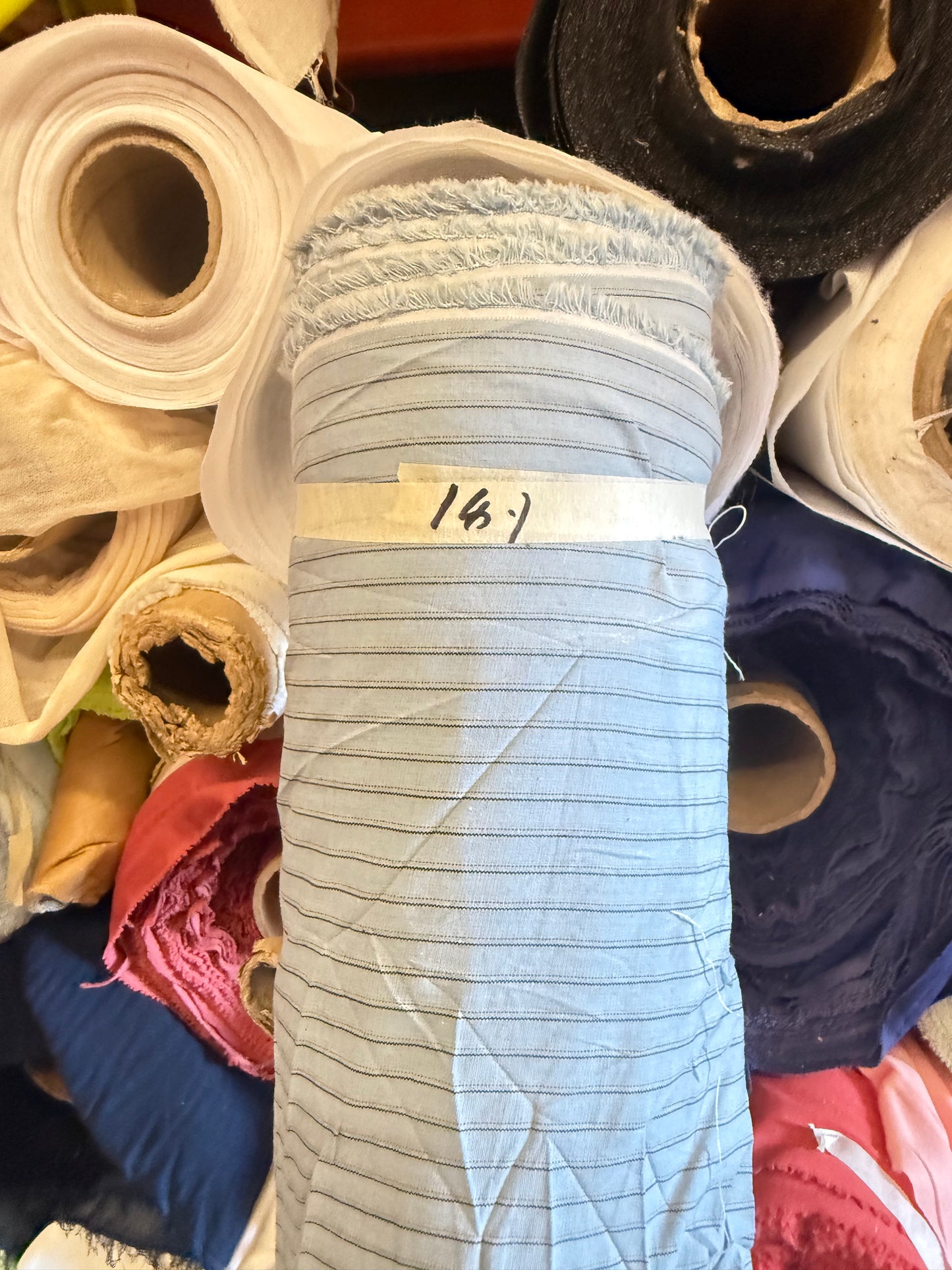 Grandpa Joe-Blue Stripe Cotton Poplin Shirting 18 Yards