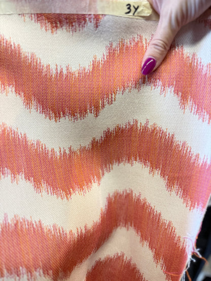 Coral Waves-Coral Ivory Wavy Upholstry Woven 3 Yards