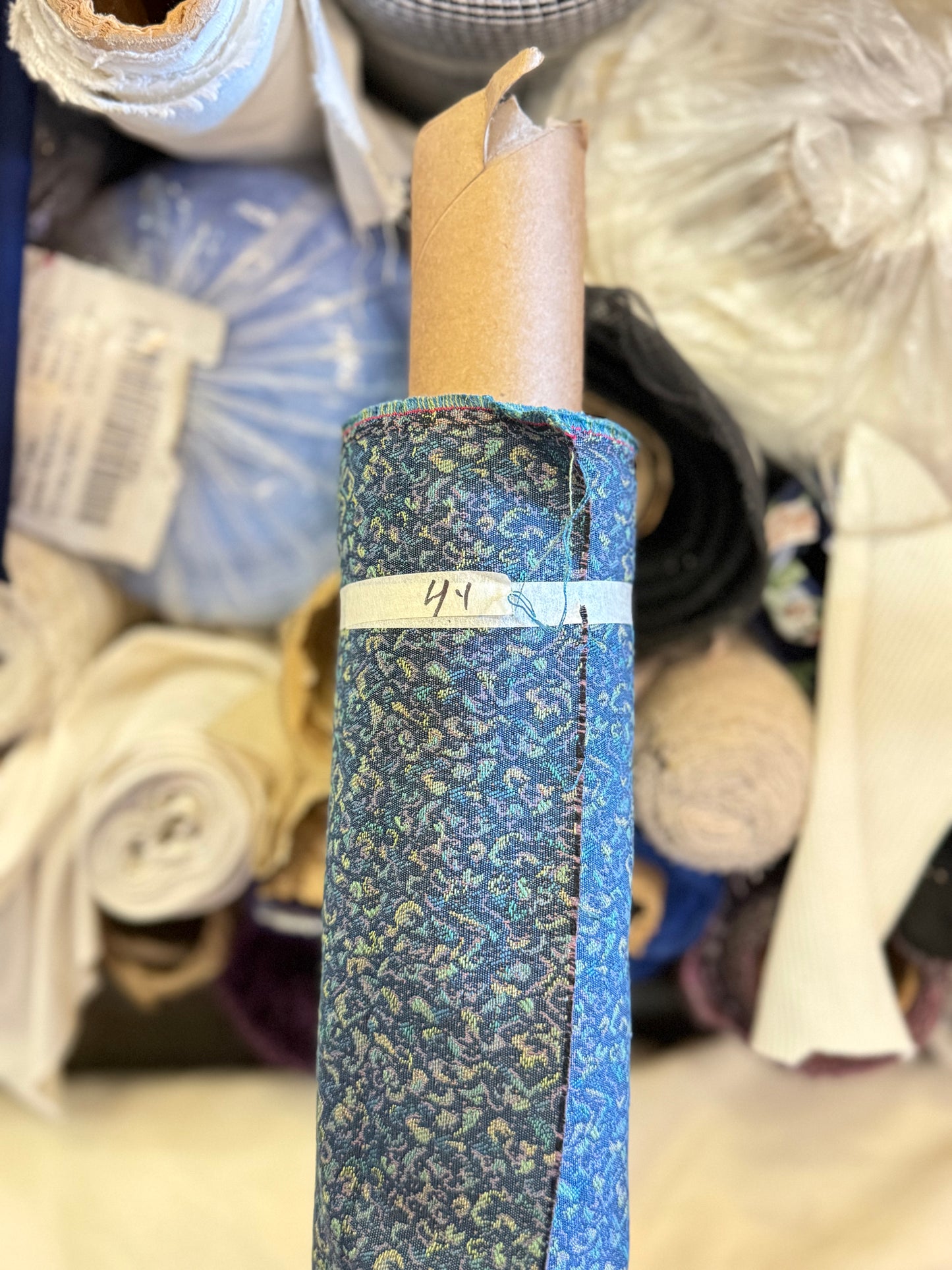 Kaleidoscope-Blue Multi Color Brocade Upholstery Woven 4 Yards