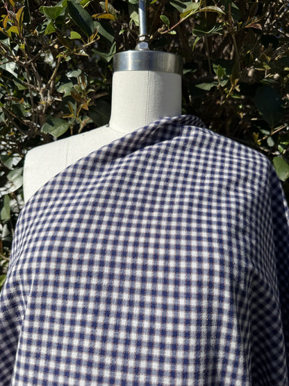 Blue White Orange Ditsy Gingham Sheer Cotton Voile  "Potato Farm"