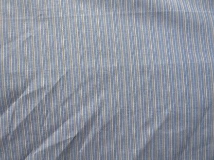 Blue White Vertical Stripe Cotton Spandex Poplin Woven "Cornflower Breeze"