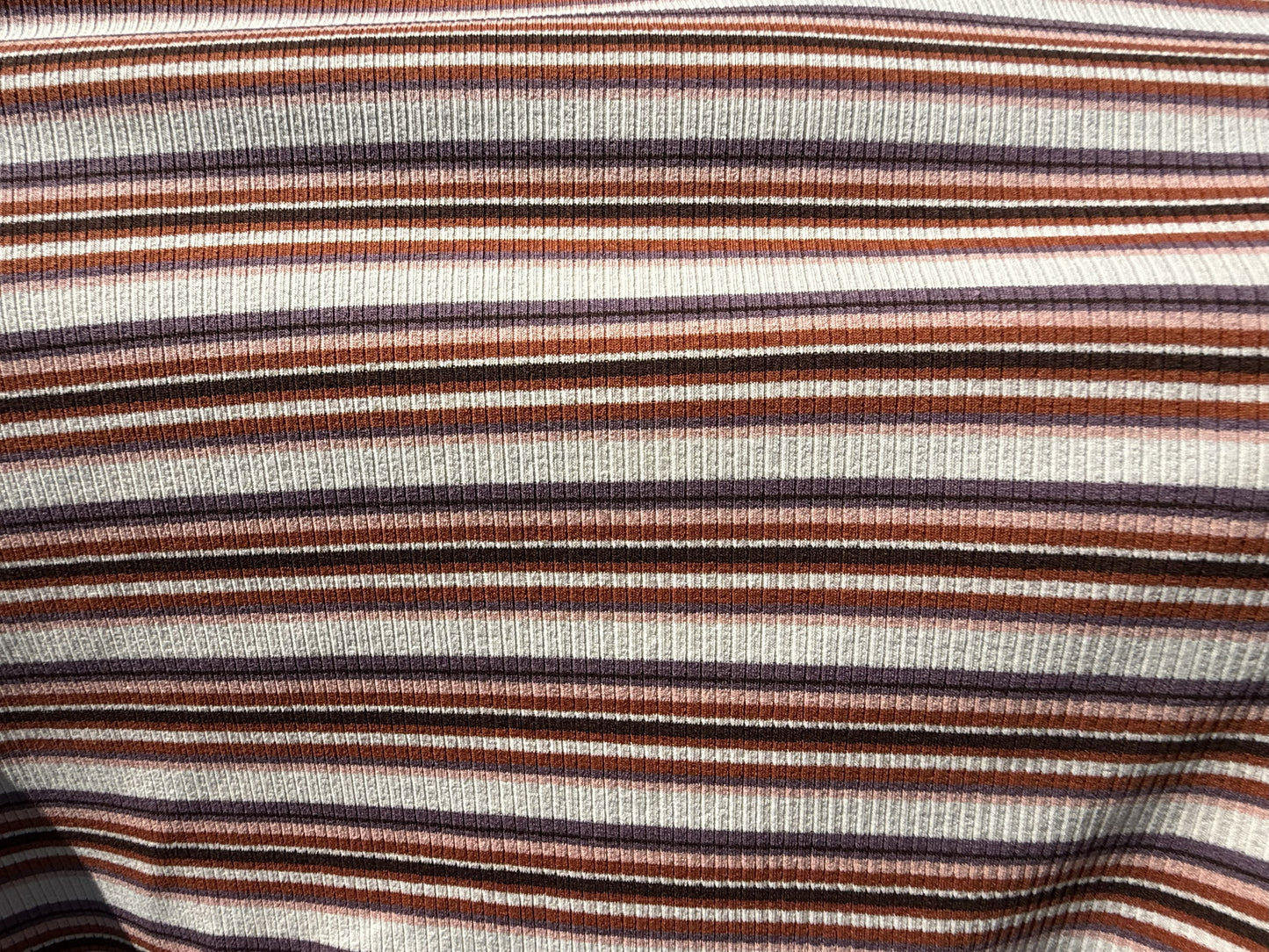 Purple Pink Red Black Cream Striped Cotton Spandex Rib Knit "Sunset Skate"