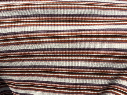 Purple Pink Red Black Cream Striped Cotton Spandex Rib Knit "Sunset Skate"